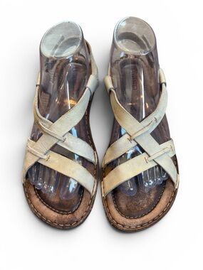 Born Strappy Leather Sandals Women’s 8 Cream Mint